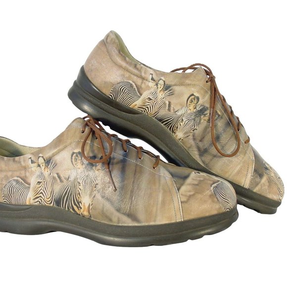 ICON Los Angeles Zebra Safari Leather Oxford Shoes Women's 8.5 - Made in USA - Picture 6 of 11